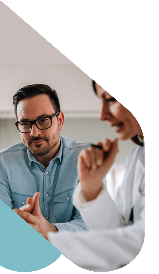 Man and woman sitting in a meeting